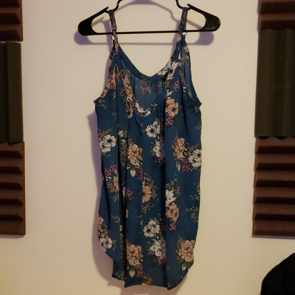 Blue floral button up camisole